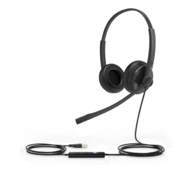 Diadema USB Alámbrica Yealink UH34 Dual Teams C/ Almohadillas de Cuero Compatible con Teléfonos IP Yealink y Computadoras