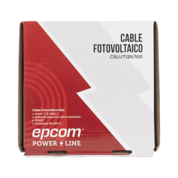 Cable Fotovoltaico Rojo/ Cobre Estañado / 4 mm² (12 AWG) / 2000V / Rollo de 100 m / / UL 4703 y TUV