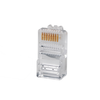 Plug RJ45 Cat5e, Para Cable UTP Calibre 22 a 26 AWG, Chapado en Oro de 50 Micras