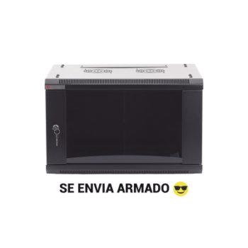 Gabinete PRECISION, Con Puerta de Cristal Templado, de 19in, 6UR, 450mm de Profundidad, Color Negro