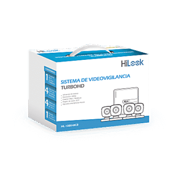 KIT TurboHD 1080p / DVR 8 canales con H.265+ / 4 Cámaras Bala Metálicas / Fuente de Poder / Accesorios de Instalación