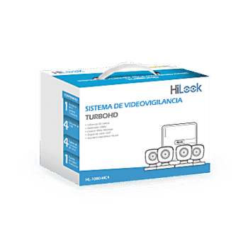 KIT TurboHD 1080p / DVR 4 canales / 4 Cámaras Bala de Metal / H.265+ / 1 Fuente de Poder Profesional / Accesorios de Instalación