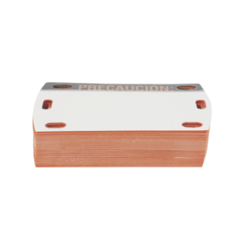 Etiqueta Autolaminada para Identificación de Fibra Óptica Paquete de 25 Piezas, Para Uso Interior/Exterior, Dimensiones de 90 x 50 mm (3.54 x 1.97 Pulgadas), Color Negro con Naranja