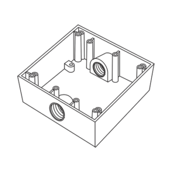 Caja Cuadra de 3/4" a Prueba de  Intemperie/ Cuenta con 2 salidas.
