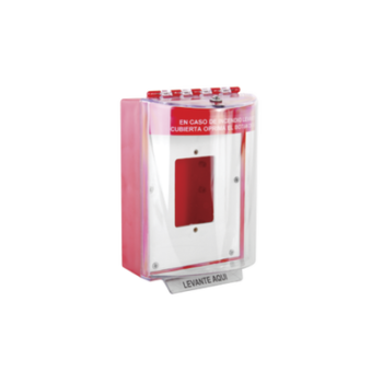 Cubierta Universal De Policarbonato Con Espaciador y Placa De Montaje Interna, Texto De Incendio En Español, Interior/Exterior, Serie Universal Stopper®