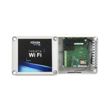Modulo WIFI con gabinete para uso en Energizadores YONUSA/Aplicación sin costo/Activación Remota de 4 salidas tipo Relay con alta capacidad.