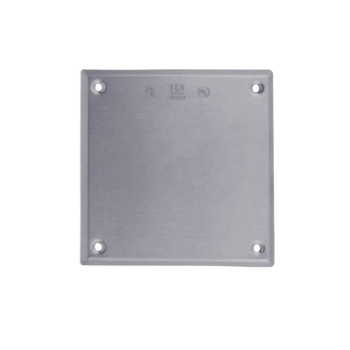 Tapa cuadrada ciega de aluminio para caja cuadrada.