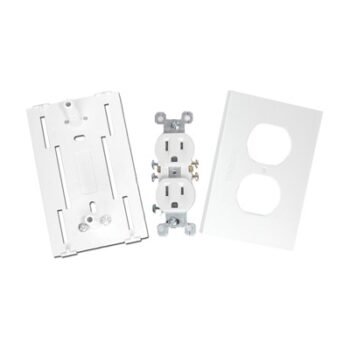 Contacto eléctrico doble, soporte y tapa color blanco de PVC auto extinguible,  para canaleta TEK100 (5591-10200)