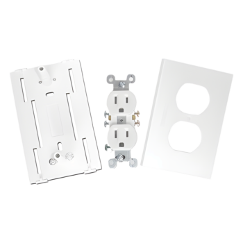Contacto eléctrico doble, soporte y tapa color blanco de PVC auto extinguible,  para canaleta TEK100 (5591-10200)
