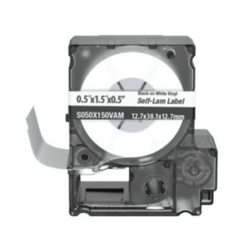 Casete de 175 Etiquetas Autolaminadas de 12.7 x 38.1 mm (0.5 x 1.5 pulgadas), para Cables de 4 a 8.1 mm (0.16 a 0.32 pulgadas) de Diámetro, Área de Impresión Color Blanco