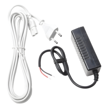 Adaptador de corriente compacto con cable de salida a conductores, para panel de alarma