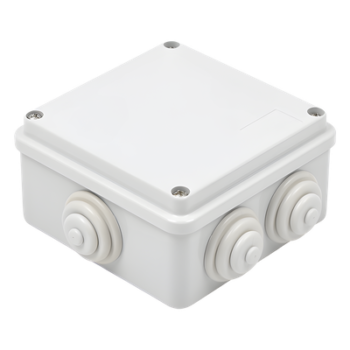 Caja Estanca de PVC Para Derivación y Conexión, 6 Entradas, Tapa Atornillada,100x100x50 mm (Área Interna), Uso Exterior IP55, Material que no Propaga el Fuego y Libre de Hálogenos
