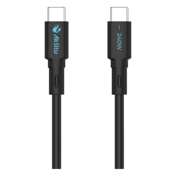 Cable de Carga USB-C a C / 1 Metro (3.28 Pies) / Magnético / Tecnología GaN (Nitruro de Galio) / Fast-Charging / Potencia 240W / Velocidad Transferencia 480 Mbps / Material / Conector Aluminio Anodizado