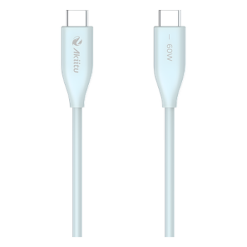 Cable de Carga USB-C a C / 1 Metro (3.28 Pies) / Tecnología GaN (Nitruro de Galio / Fast-Charging / Potencia 60W / Velocidad Transferencia 480 Mbps / Material Silicona No Tóxica / Conector Aluminio Anodizado
