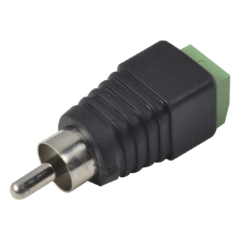 Adaptador RCA Macho Tipo Jack Polarizado / Terminales Tipo Tornillo / Polarizado (+/-) / Recomendado para Video y Audio en Sistemas de Video Vigilancia a 2 Hilos
