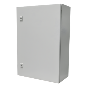 Gabinete de Acero IP66 Uso en Intemperie (500 x 700 x 250 mm) con Placa Trasera Interior Metálica y Compuerta Inferior Atornillable (Incluye Chapa y Llave T).