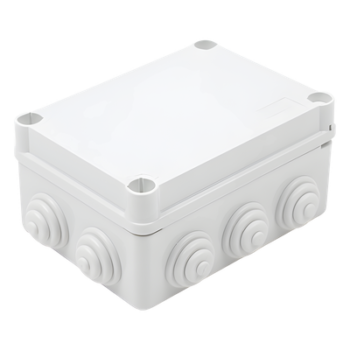 Caja Estanca de PVC Para Derivación y Conexión, 10 Entradas, Tapa con Tornillo de 1/4" de Vuelta, 150x110x70 mm (Área interna), Uso Exterior IP55, Material que no Propaga el Fuego y Libre de Hálogenos