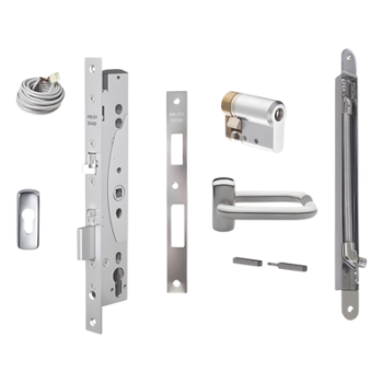 Kit de cerradura electrificada / Perfil angosto / Control de acceso exterior / Salida libre interior / Puerta simple