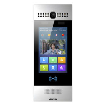 Videoportero IP / Pantalla Táctil 7" / Reconocimiento Facial / Dual Cámara 2MP / IP65 / IK06 / PoE / SIP / ONVIF / Android / QR y PIN / RFID 125kHz/13.56MHz / Bluetooth
