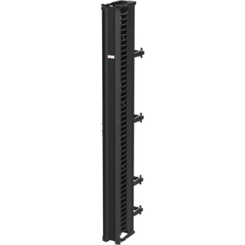 Organizador Vertical CableTek, Doble (Frontal y Posterior), Para Rack Abierto de 45 Unidades, 6 in de Ancho, Color Negro