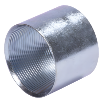 Cople 1" (25mm) pared gruesa con rosca galvanizado etiqueta amarilla