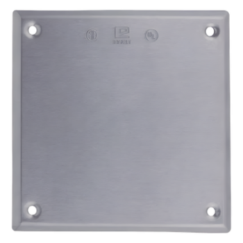 Tapa cuadrada ciega de aluminio para caja cuadrada.