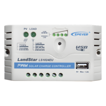 Controlador Solar PWM / 10A / 12/24V / Puerto USB / Indicadores LED / Tierra Positivo Común