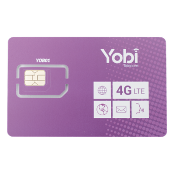 SIM Yobi para dispositivos móviles 3G/4G con recarga de 10GB cada mes durante 1 año de servicio (solo datos)