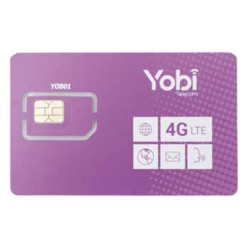 SIM Yobi para dispositivos móviles 3G/4G con recarga de 5GB cada mes durante 1 año de servicio (solo datos)