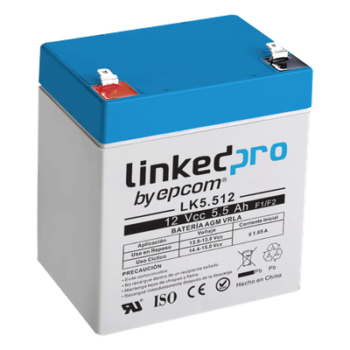 Batería de respaldo 12 V  |  5.5 Ah  |  AGM | Especial para Seguridad Electrónica | UPS | Sistemas de Emergencia  | Vida útil 5 años | Terminales F1  + Adaptador F2