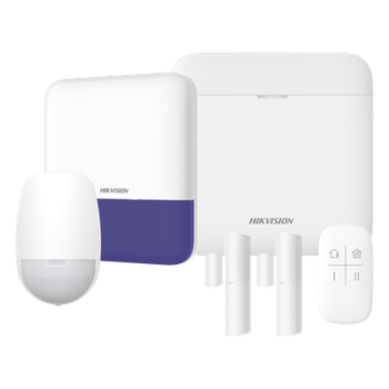 (AX PRO) KIT de Alarma AX PRO / Incluye: 1 Hub con bateria de respaldo / 1 Sensores PIR / 2 Contactos Magnéticos / 1 Control Remoto / 1 Sirena Inalambrica Exterior / WiFi / Compatible con Hik-Connect P2P