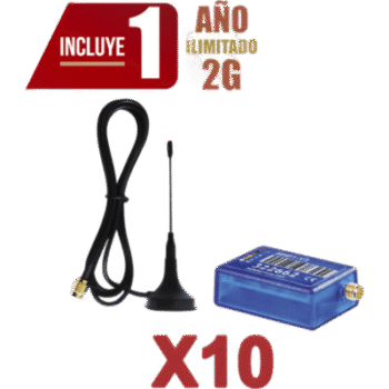 KIt de 10 Comunicadores de Alarma MINI012G con Antena 2G / Incluyen 1 Año de Cobertura / Aplicación Gratuita / Cero Configuración / Compatible Honeywell/DSC/CROW/PIMA