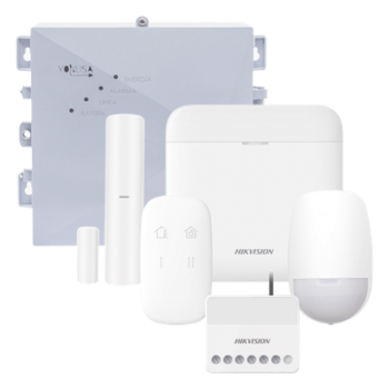 (AX PRO + YONUSA) KIT de Alarma AX PRO / Incluye: 1 Hub con bateria de respaldo / 1 Energizador 2500Mts Lineales / 1 Relevador 0 a 36 Vcc (Max. 5 A) con Entrada de Alarma 27/7 / 1 Keyfob / 1 PIR Interior / 1 Magnético