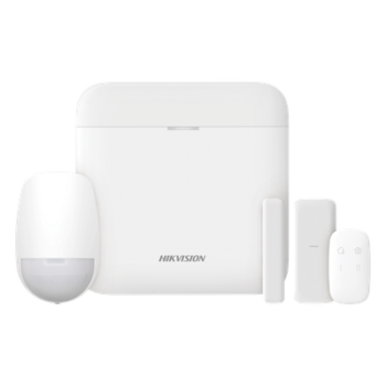 (AX PRO) KIT de Alarma AX PRO con GSM (3G/4G) / Incluye: 1 Hub con bateria de respaldo / 1 Sensor PIR / 1 Contacto Magnético Slim / 1 Control Remoto / Wi-Fi / Compatible con Hik-Connect P2P