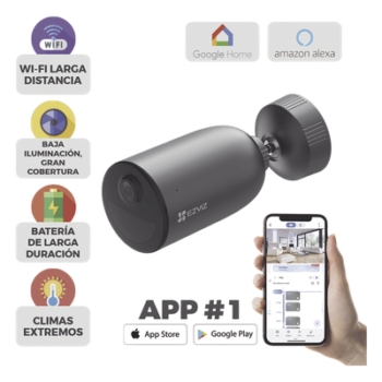 Cámara IP Inalámbrica Con Batería Recargable (Cero Cables) / 2K (3 Megapixel) / Micro SD / Detección Humana / Colores en Oscuridad / Sirena y Estrobo / 15 Mts IR / 15 Mts Luz Blanca / Exterior