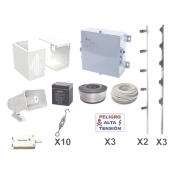 KIT ESENCIAL PARA 25Mts PERIMETRALES DE CERCO ELÉCTRICO PARA PROTECCIÓN DE ROBOS EN CASAS, NEGOCIOS, BODEGAS,ETC.