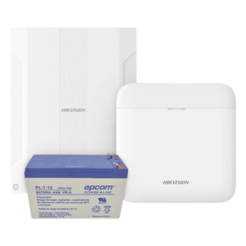 (AXPRO) KIT  de alarma AX PRO conversión de zonas cableadas a inalámbricas / Incluye: 1 Hub con Batería de respaldo/ 1 Expansor de 16 zonas cableadas / 1 Batería de respaldo 12Vcc a 7 Amp/ Compatible con Hik-Connect P2P