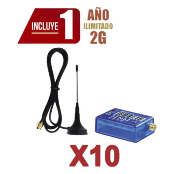 KIt de 10 Comunicadores de Alarma MINI012G con Antena 2G / Incluyen 1 Año de Cobertura / Aplicación Gratuita / Cero Configuración / Compatible Honeywell/DSC/CROW/PIMA