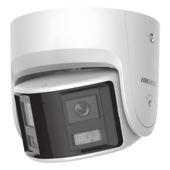 [FlexVu] [PROTECCIÓN ACTIVA] Turret IP Panorámica 4 Megapíxel / 2 Lentes 2.8 mm (180°) / Imagen a Color 24/7 (ColorVu) / PoE / WDR 130° / IP67 / ACUSENSE / Luz Estroboscópica y Alarma Audible / 30 mts Luz Blanca / Mic