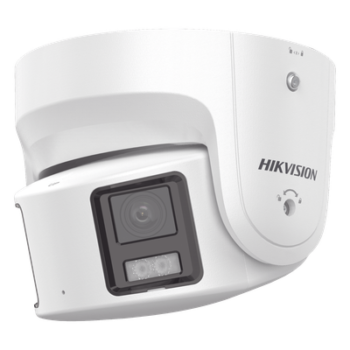 [PROTECCIÓN ACTIVA] Turret IP Panorámica 8 Megapíxel / 2 Lentes 4 mm (180°) / Imagen a Color 24/7 (ColorVu) / PoE / WDR 130° / IP67 / ACUSENSE / Luz Estroboscópica y Alarma Audible / 30 mts Luz Blanca / Micro SD