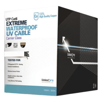 Bobina de Cable UTP Cat6 para Exterior en Color Blanco / 305 Metros (1000 Pies) / Certificada UL / Sin Blindaje