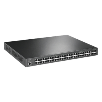 Switch L2+ Omada PoE+ / 48 Puertos PoE+ 10/100/1000 Mbps / 4 Puertos SFP 1G / 2 Puertos Consola (RJ45 y microUSB) / Administración Centralizada Omada o Stand-Alone / Multicast IGMP / Calidad de Servicio / Presupuesto PoE 384W / Montaje en Rack