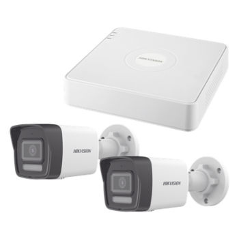 Kit IP 1080p (2 Megapixel) / NVR de 4 Canales con 4 Puertos PoE / 2 Cámaras Bala IP con Microfono Integrado / ColorVu Lite y ACUSENSE Lite