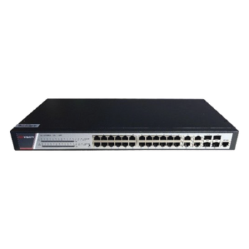 Switch Gigabit PoE+ / Administrable / 24 Puertos 1000 Mbps PoE+ / 4 Puertos 1000 Mbps + 4 Puertos SFP de Uplink / 370 Watts / Soporta IGMP