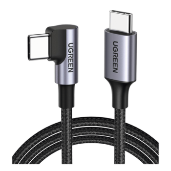 Cable USB-C a USB-C / 1 Metro (3.28 Pies) / Conector 90° / Carga 60W / 480 Mbps / Nylon Trenzado / Aluminio
