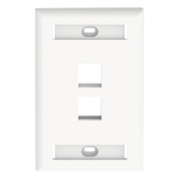 Placa de Pared Vertical, Salida Para 2 Puertos Keystone, Con Espacios Para Etiquetas, Color Blanco
