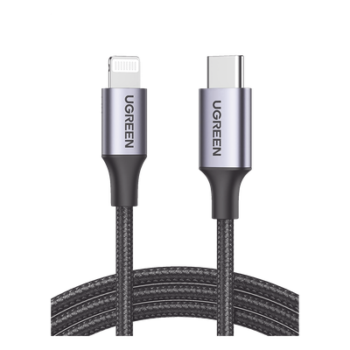 Cable USB-C a Lightning | 1 Metro (3.28 Pies) | Certificado MFi | Carga Rápida 60W | 480 Mbps | Conector C94 | Adecuado para iPhone, iPad y iPod | Protección Integrada | Caja de Aluminio | Nylon Trenzado | Color Negro