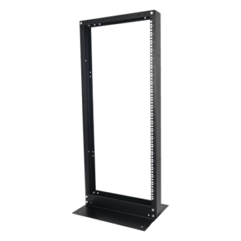 Rack de 2 Postes, Estándar 19", 24 Unidades, Fabricado en Acero, Base "L" para Anclar a Piso.