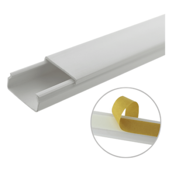 Canaleta blanca de PVC auto extinguible, sin división, 20 x 10 mm, tramo de 6 pies, con cinta adhesiva (5101-21262)