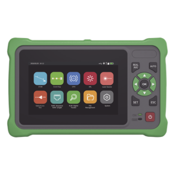OTDR Touch para Pruebas en los Enlaces de Fibra Óptica / Longitudes de Onda 1310nm y 1550nm / Función VFL 10mW / Función OPM / Función de Mapeo de Cables de Red RJ45 / Recargable / Distancia de Prueba de hasta 260 Kilóme